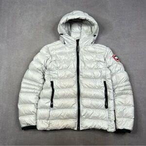 Canada Goose Silver-White Quilted Jacket with Logo Patch